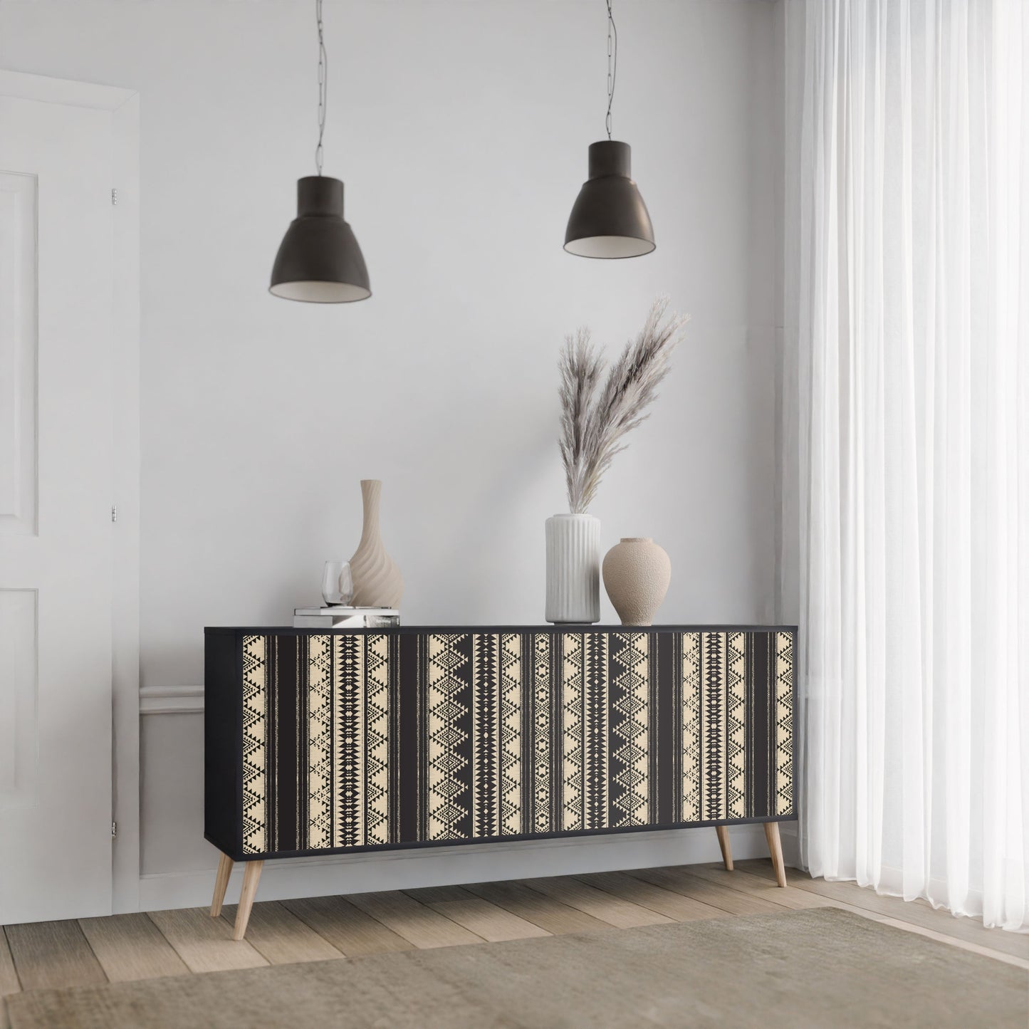Credenza AZTEC a 3 ante in finitura nera