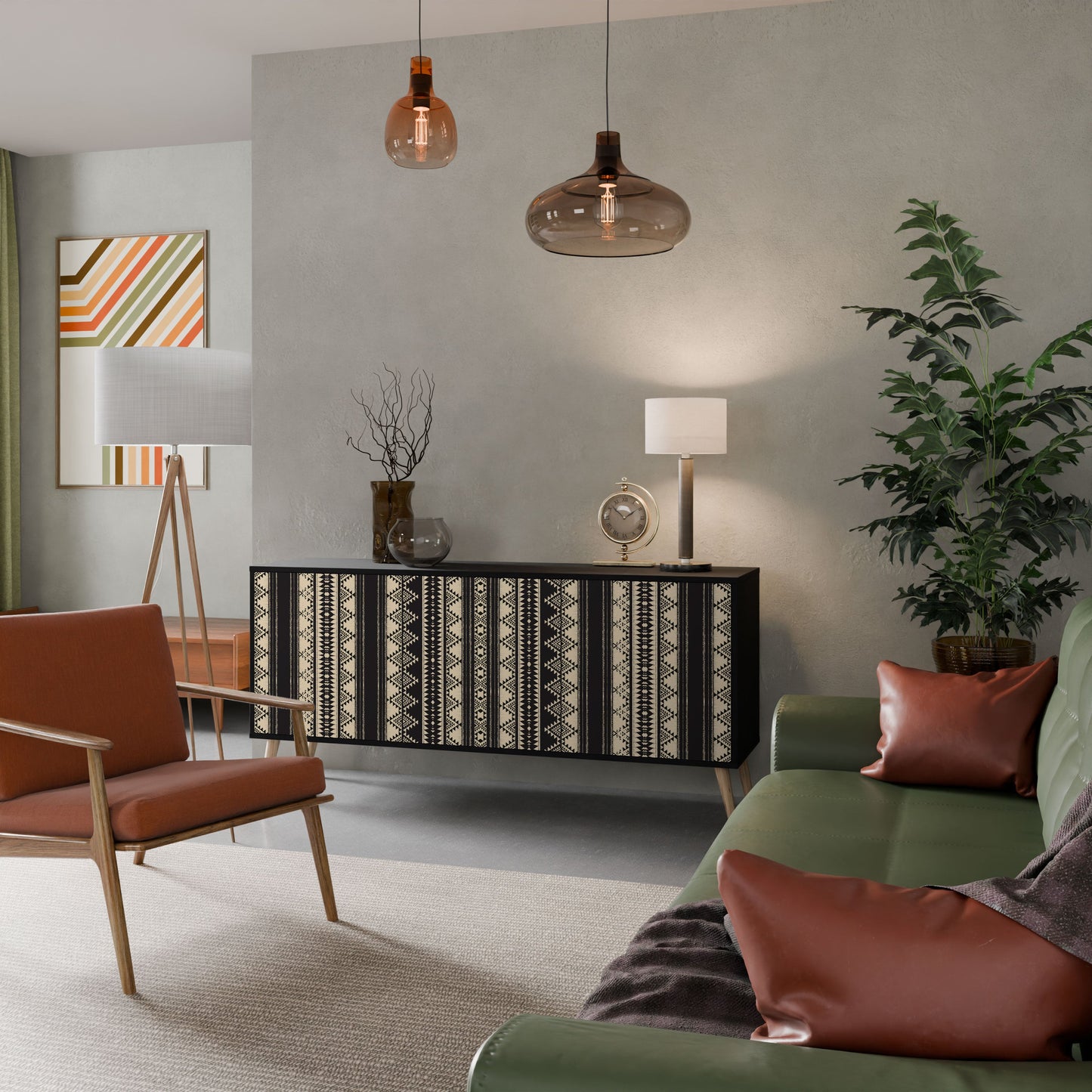 Credenza AZTEC a 3 ante in finitura nera