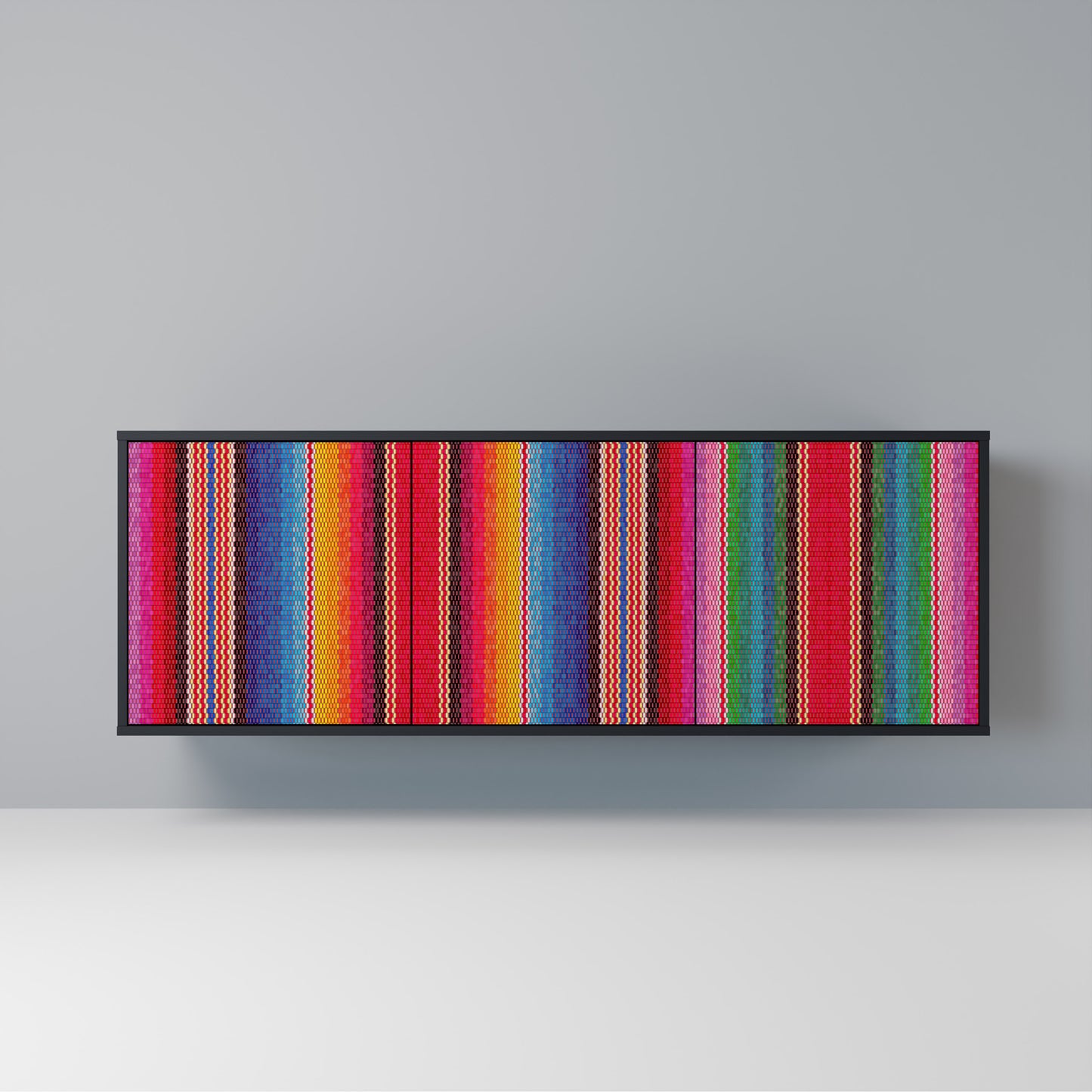 ETHNIC MEXICAN Madia a 3 Ante in Finitura Nera