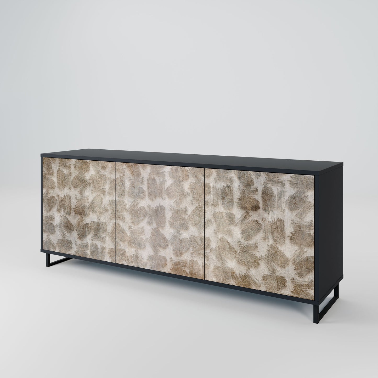 SLIGHTLY BLURRED 3-Door Sideboard in Black Finish