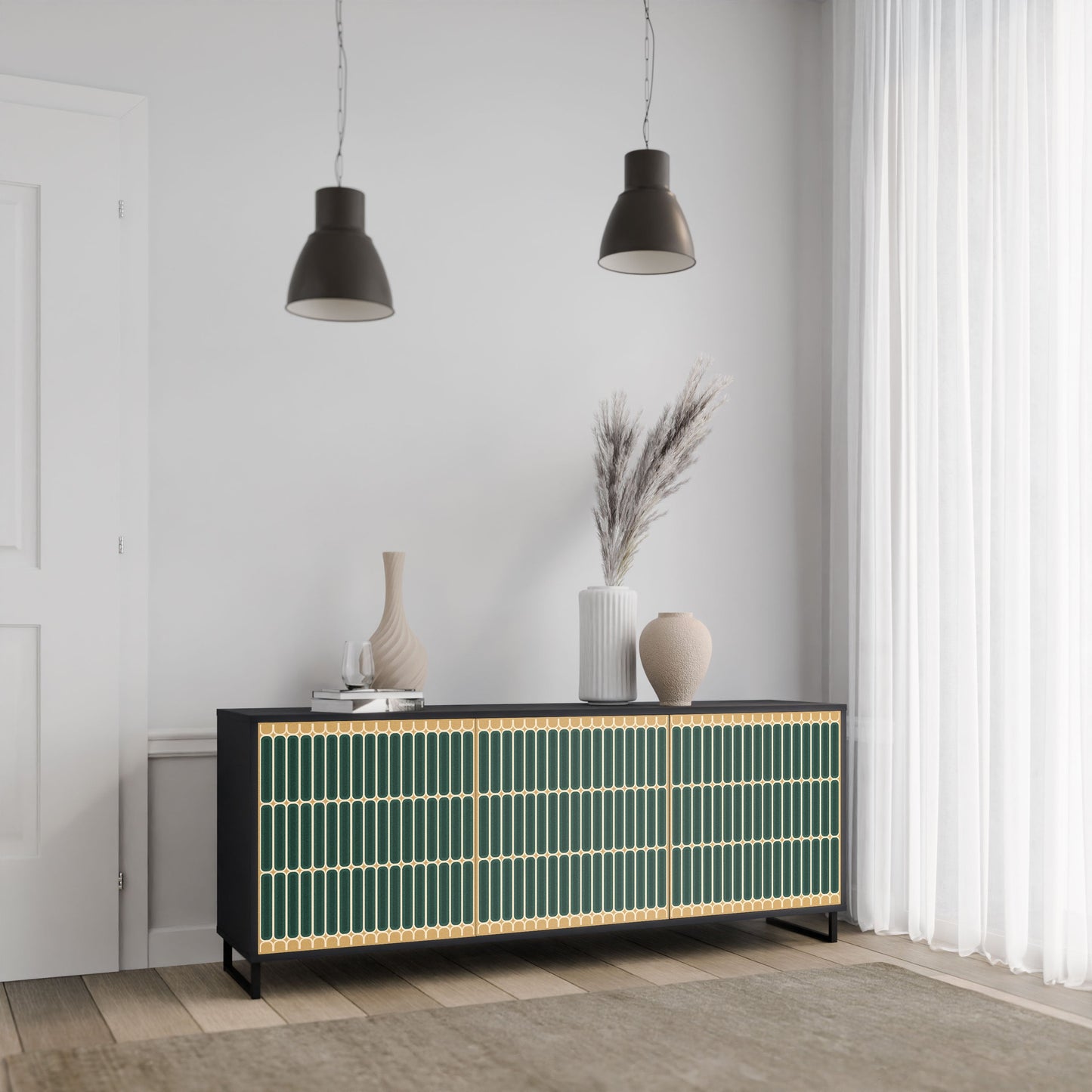 Credenza ILUSION GATE a 3 ante in finitura nera