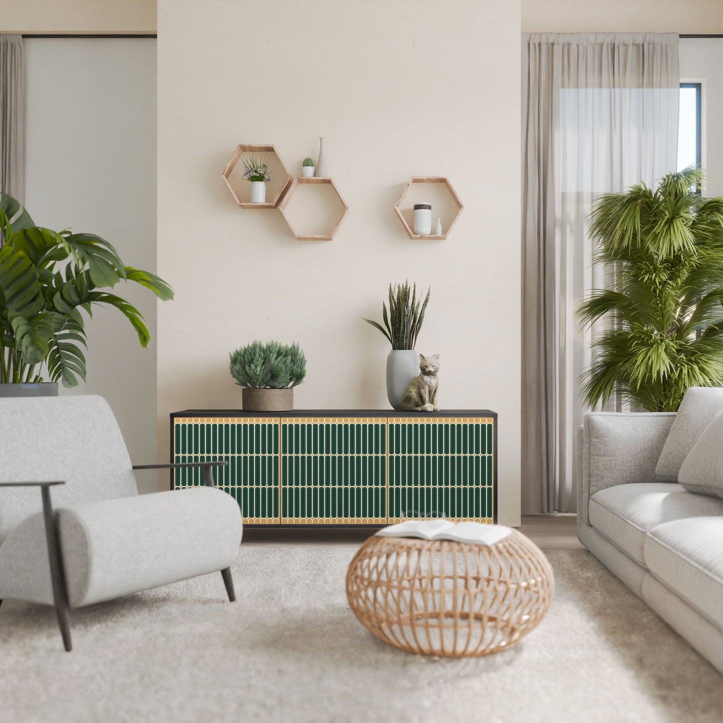 Credenza ILUSION GATE a 3 ante in finitura nera