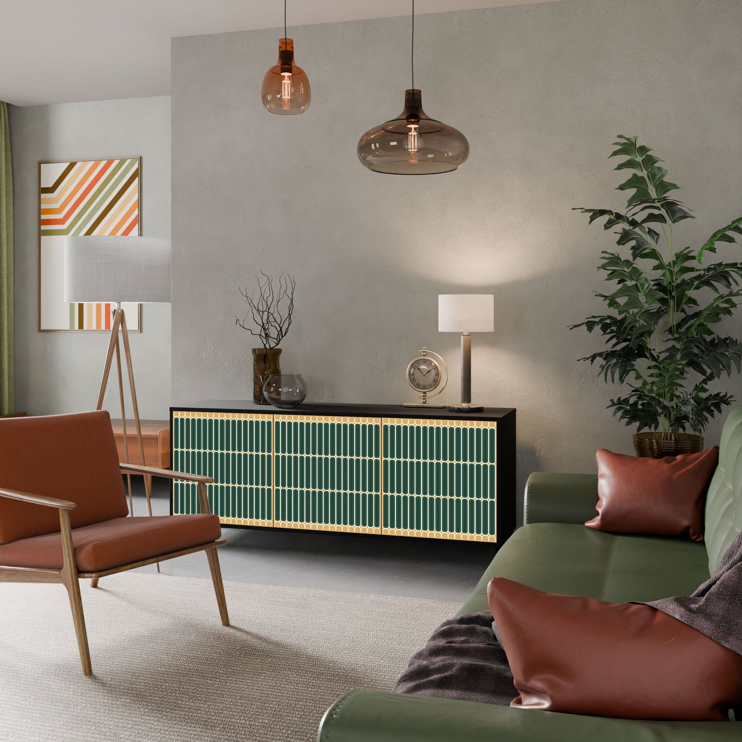 Credenza ILUSION GATE a 3 ante in finitura nera
