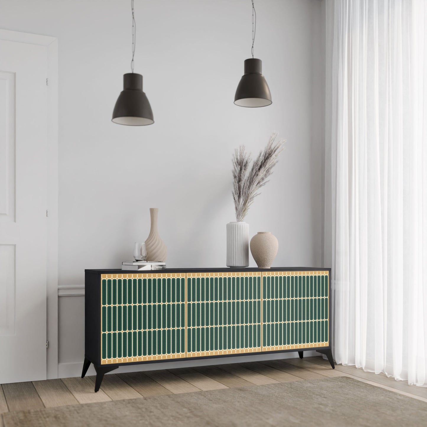 Credenza ILUSION GATE a 3 ante in finitura nera