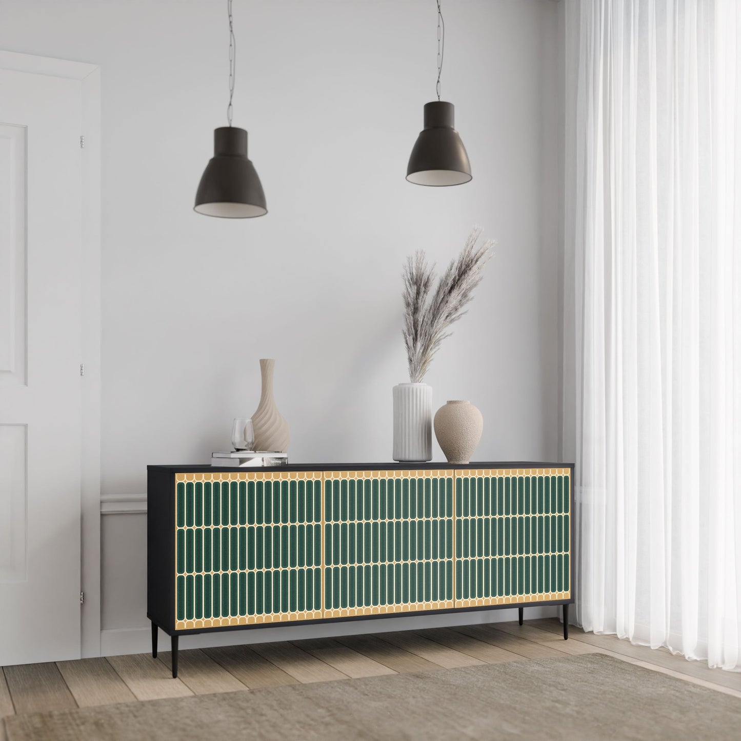 Credenza ILUSION GATE a 3 ante in finitura nera