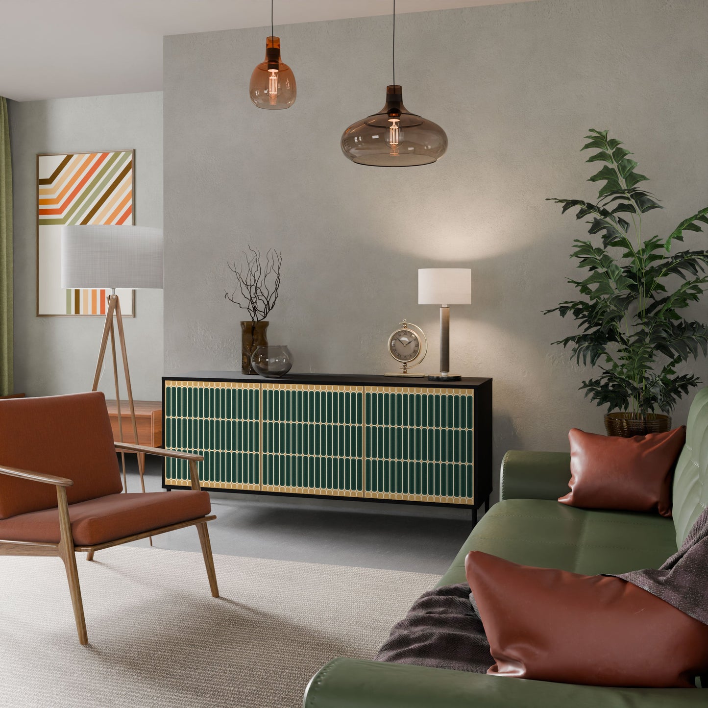 Credenza ILUSION GATE a 3 ante in finitura nera
