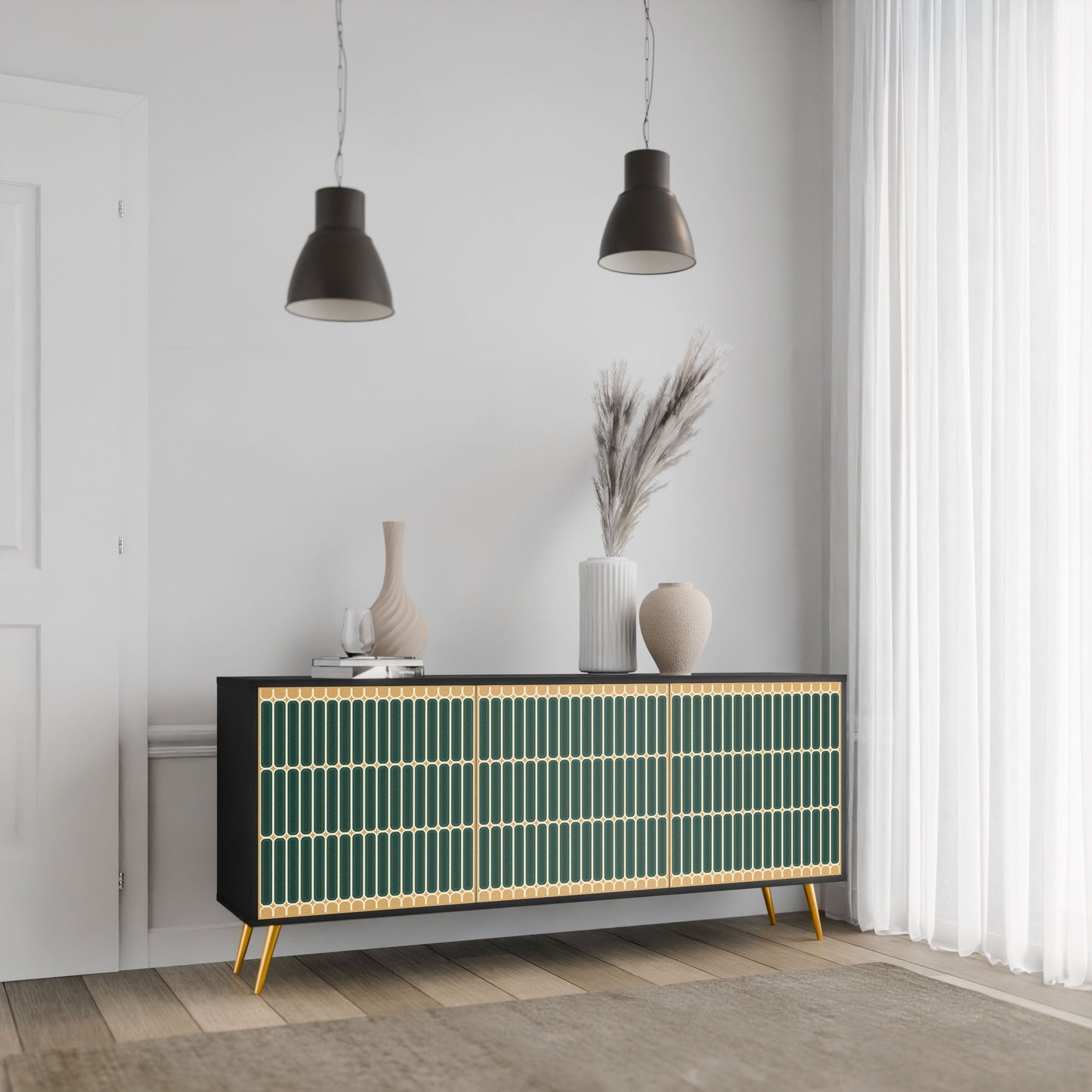 Credenza ILUSION GATE a 3 ante in finitura nera