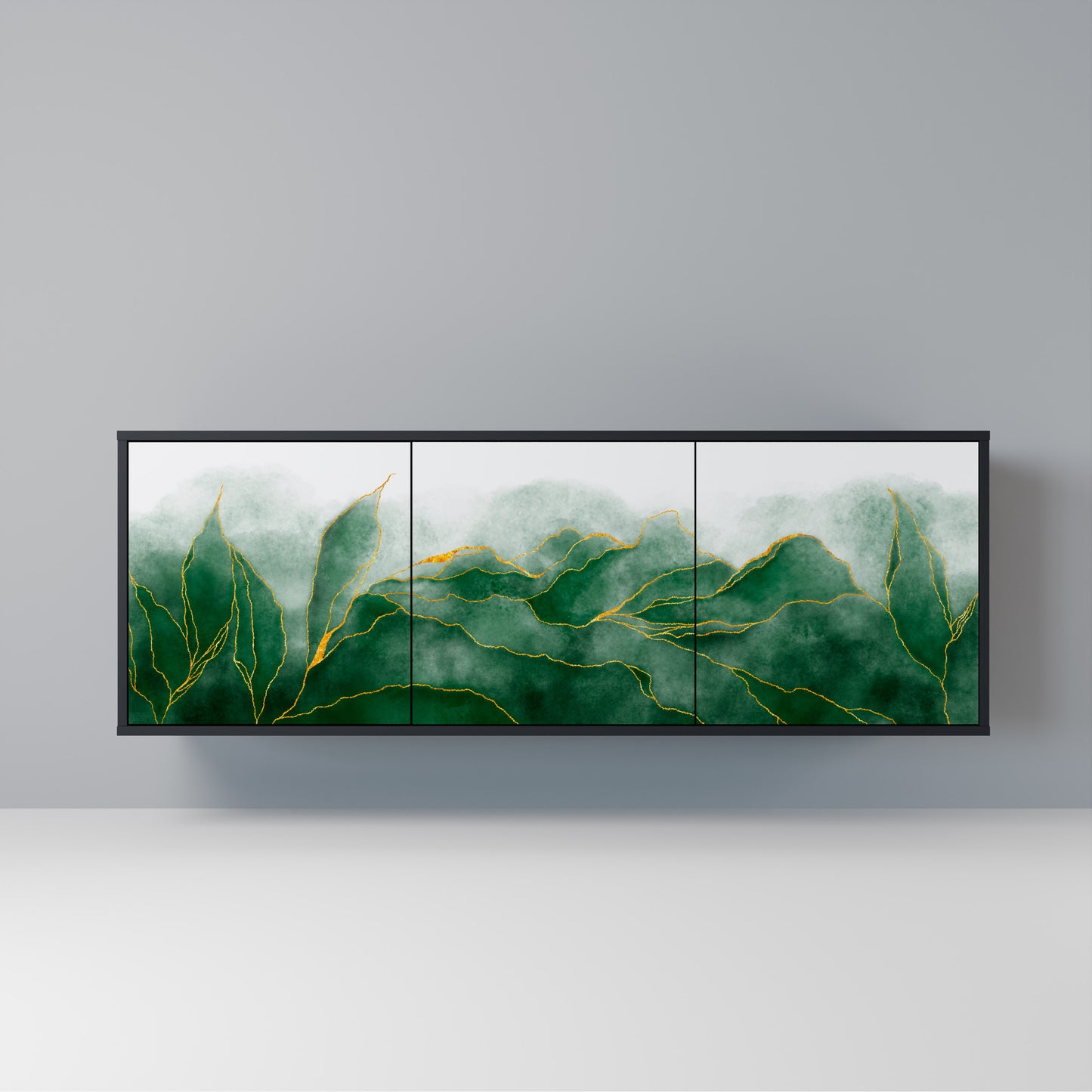 EXPENSIVE NATURE Madia a 3 Ante in Finitura Nera