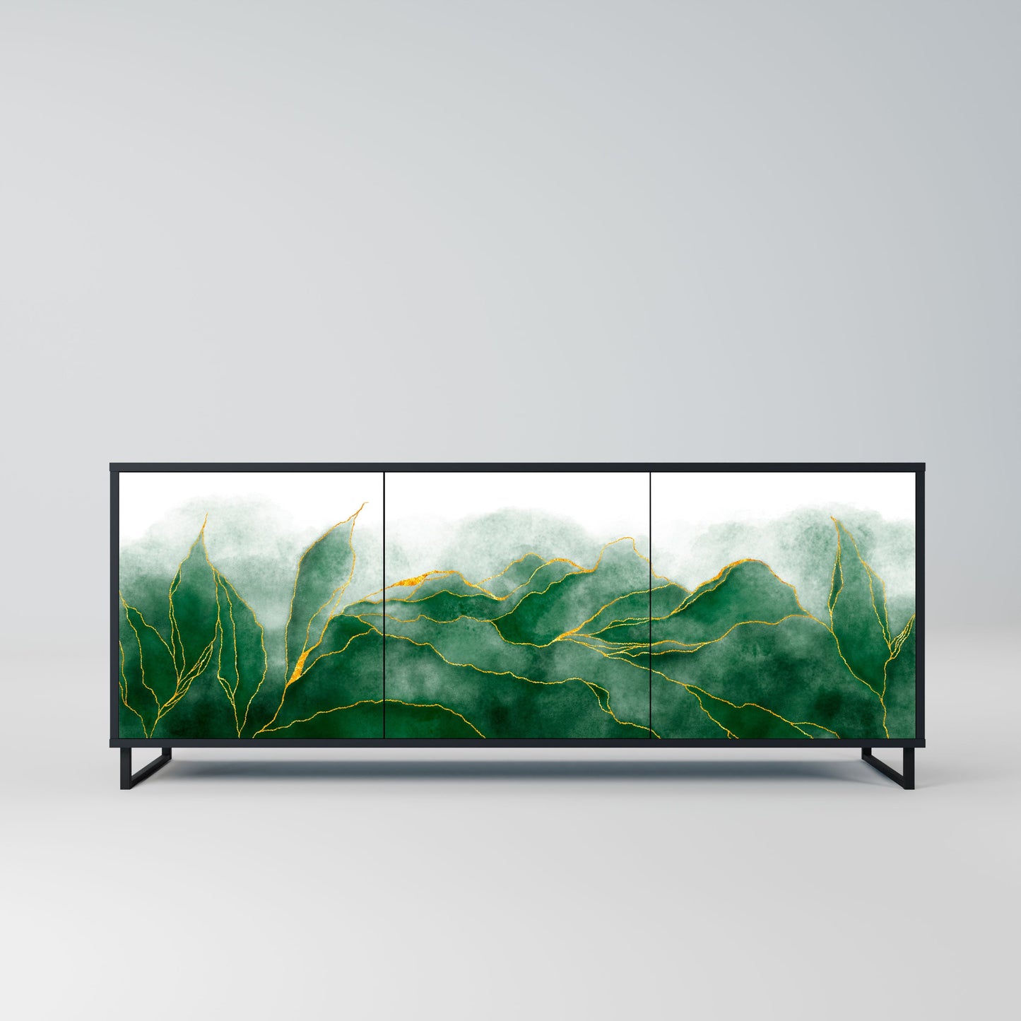 Credenza EXPENSIVE NATURE a 3 ante in finitura nera