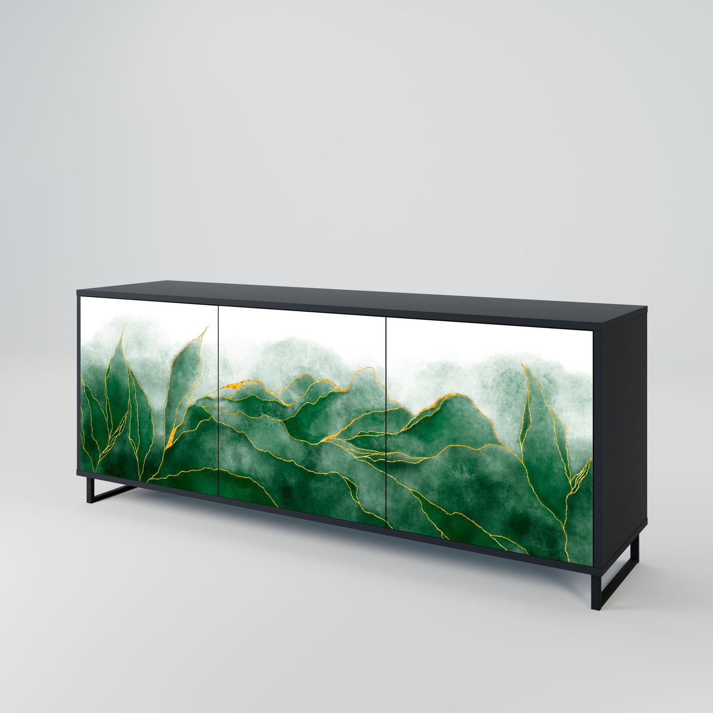 Credenza EXPENSIVE NATURE a 3 ante in finitura nera