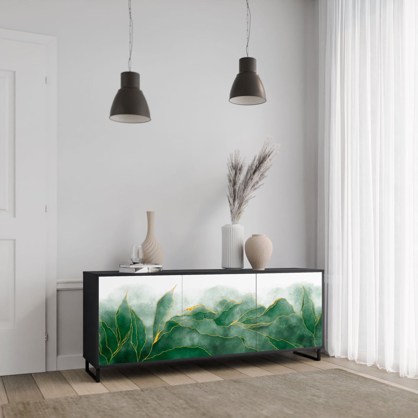 Credenza EXPENSIVE NATURE a 3 ante in finitura nera