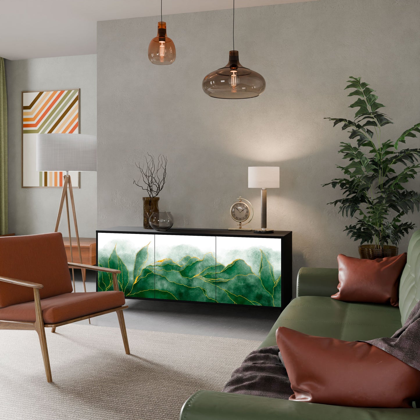 Credenza EXPENSIVE NATURE a 3 ante in finitura nera