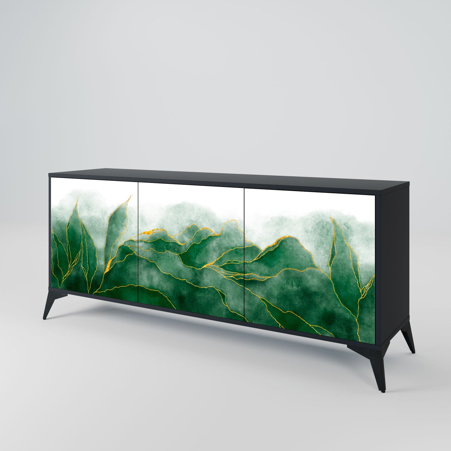 Credenza EXPENSIVE NATURE a 3 ante in finitura nera