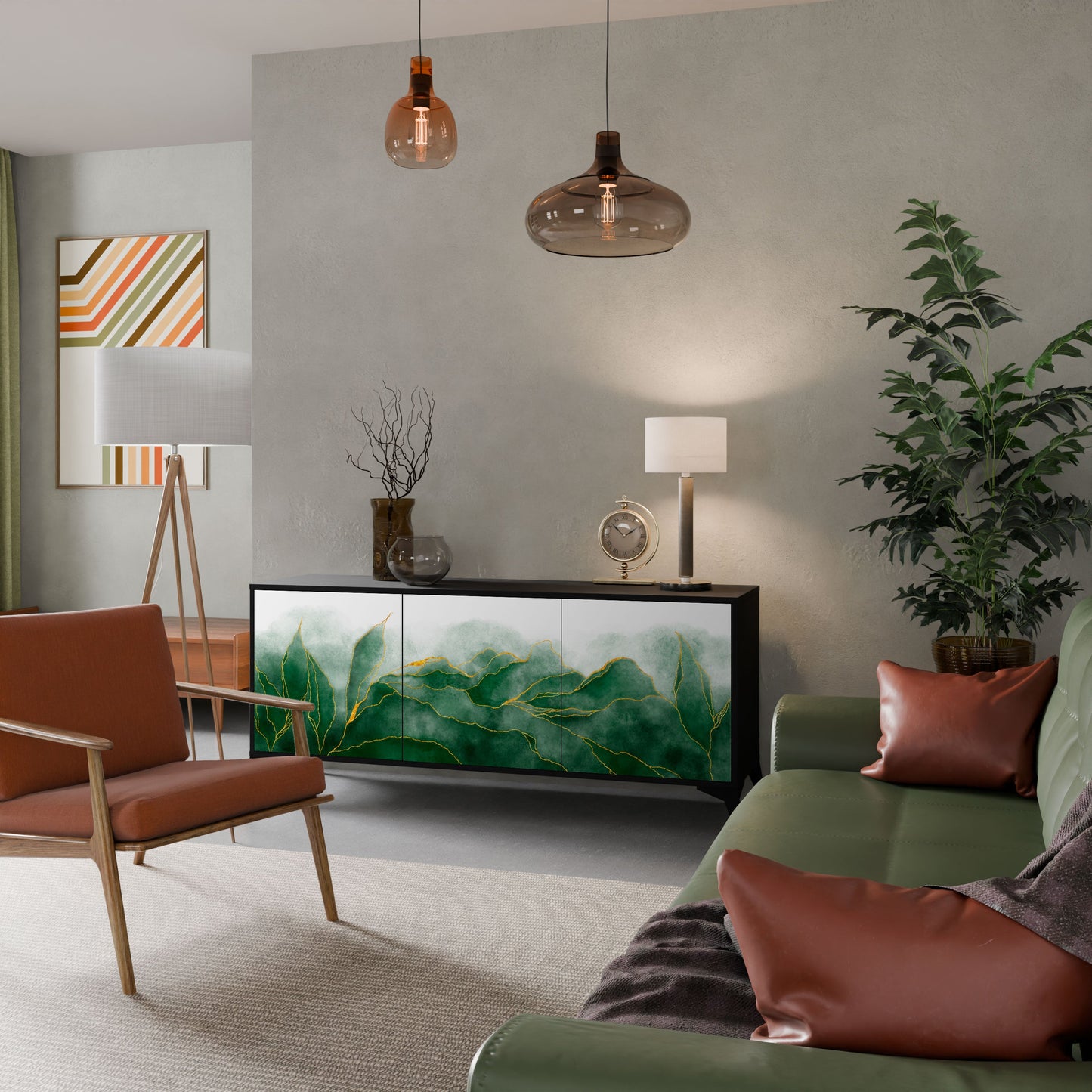 Credenza EXPENSIVE NATURE a 3 ante in finitura nera