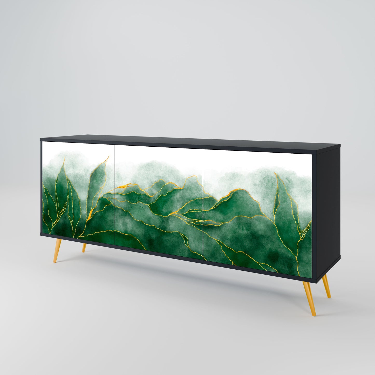 Credenza EXPENSIVE NATURE a 3 ante in finitura nera