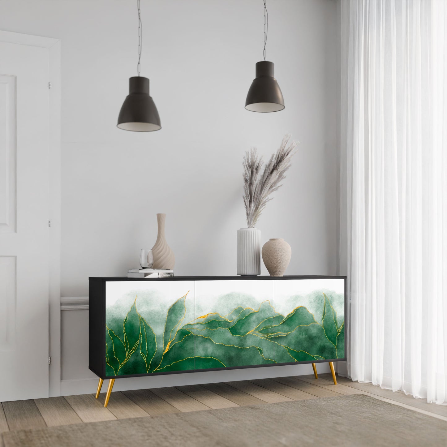 Credenza EXPENSIVE NATURE a 3 ante in finitura nera