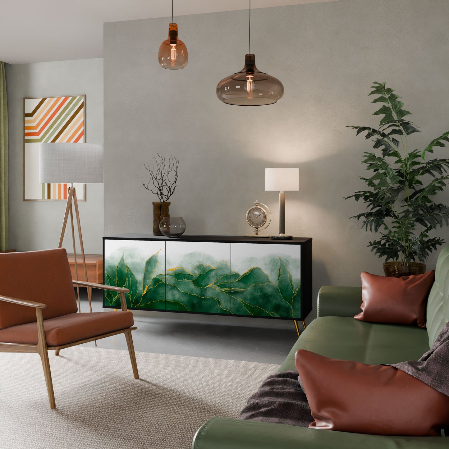 Credenza EXPENSIVE NATURE a 3 ante in finitura nera