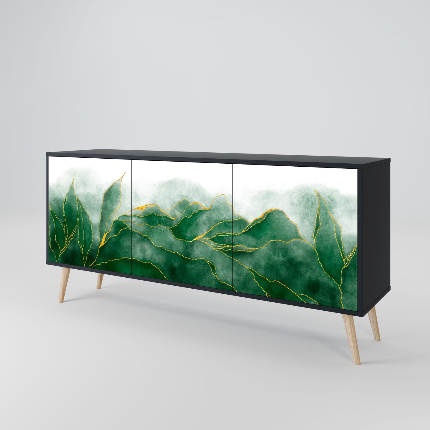 Credenza EXPENSIVE NATURE a 3 ante in finitura nera