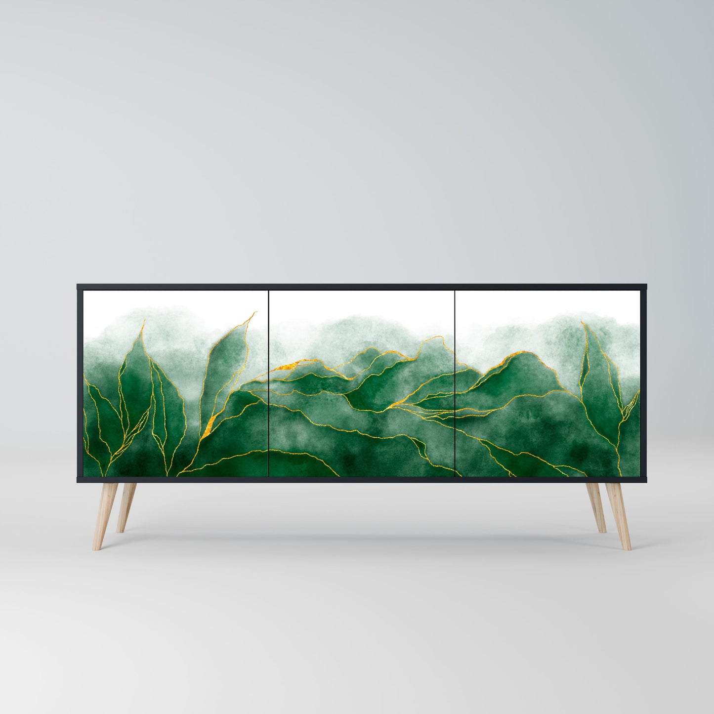 Credenza EXPENSIVE NATURE a 3 ante in finitura nera