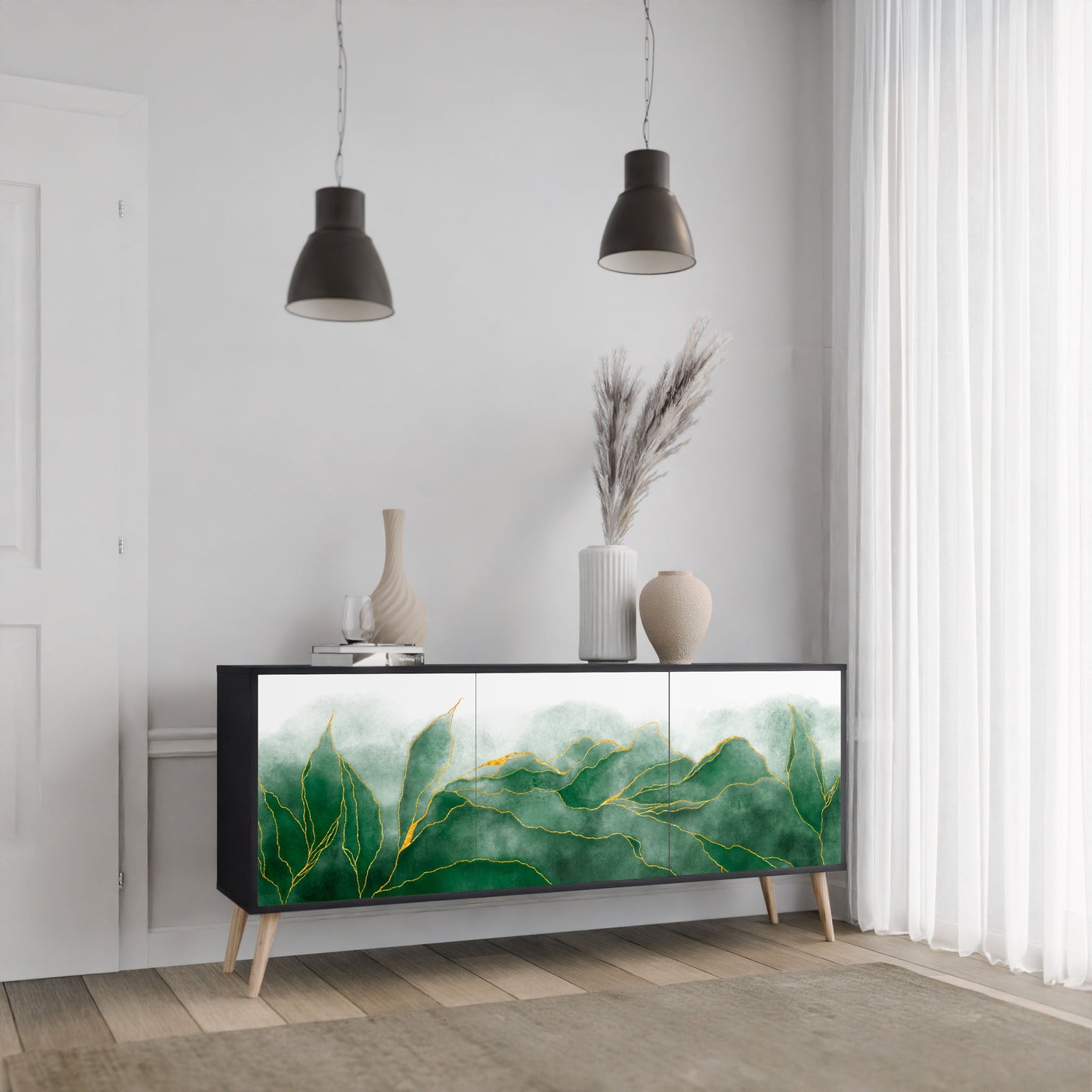Credenza EXPENSIVE NATURE a 3 ante in finitura nera