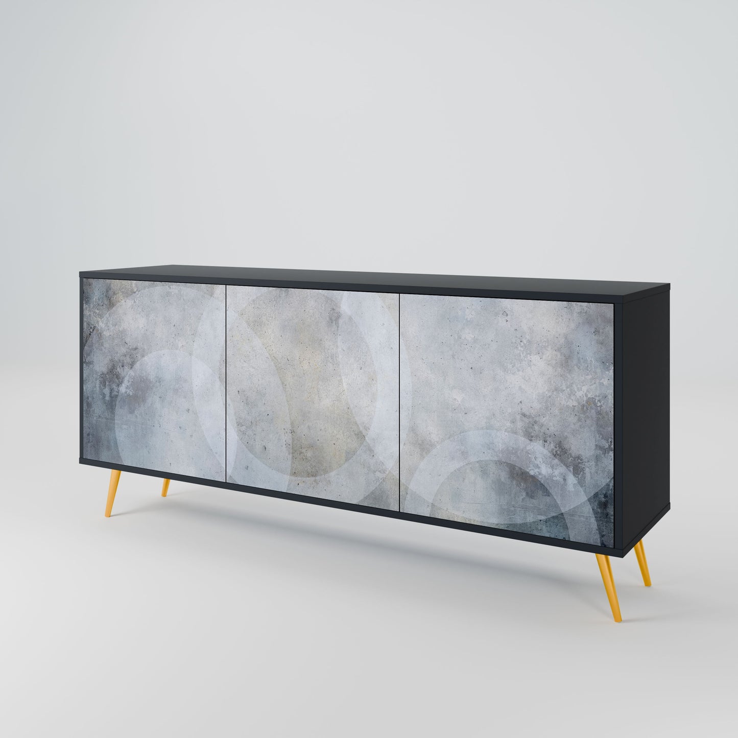 MUTED ARC 3-Door Sideboard in Black Finish
