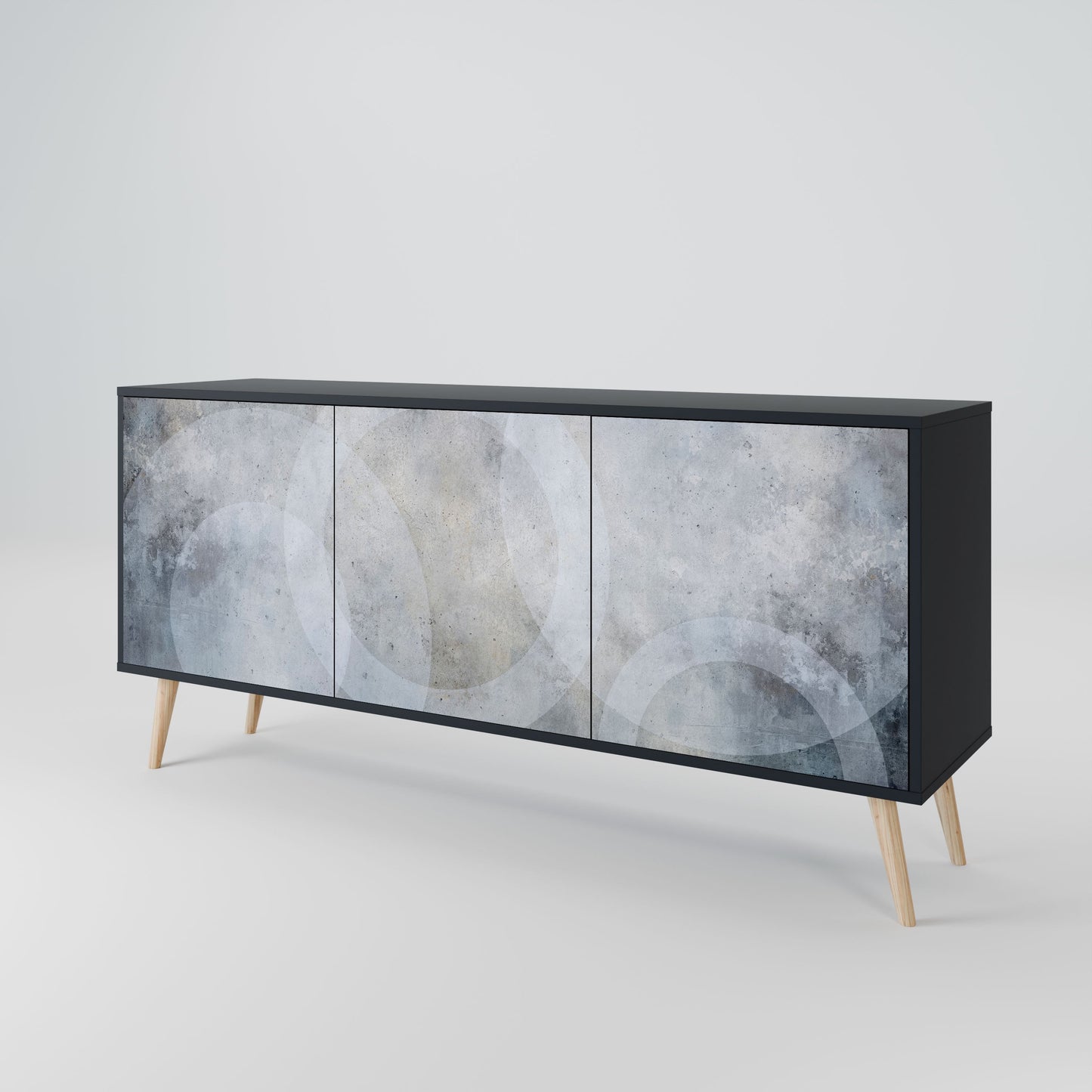 MUTED ARC 3-Door Sideboard in Black Finish