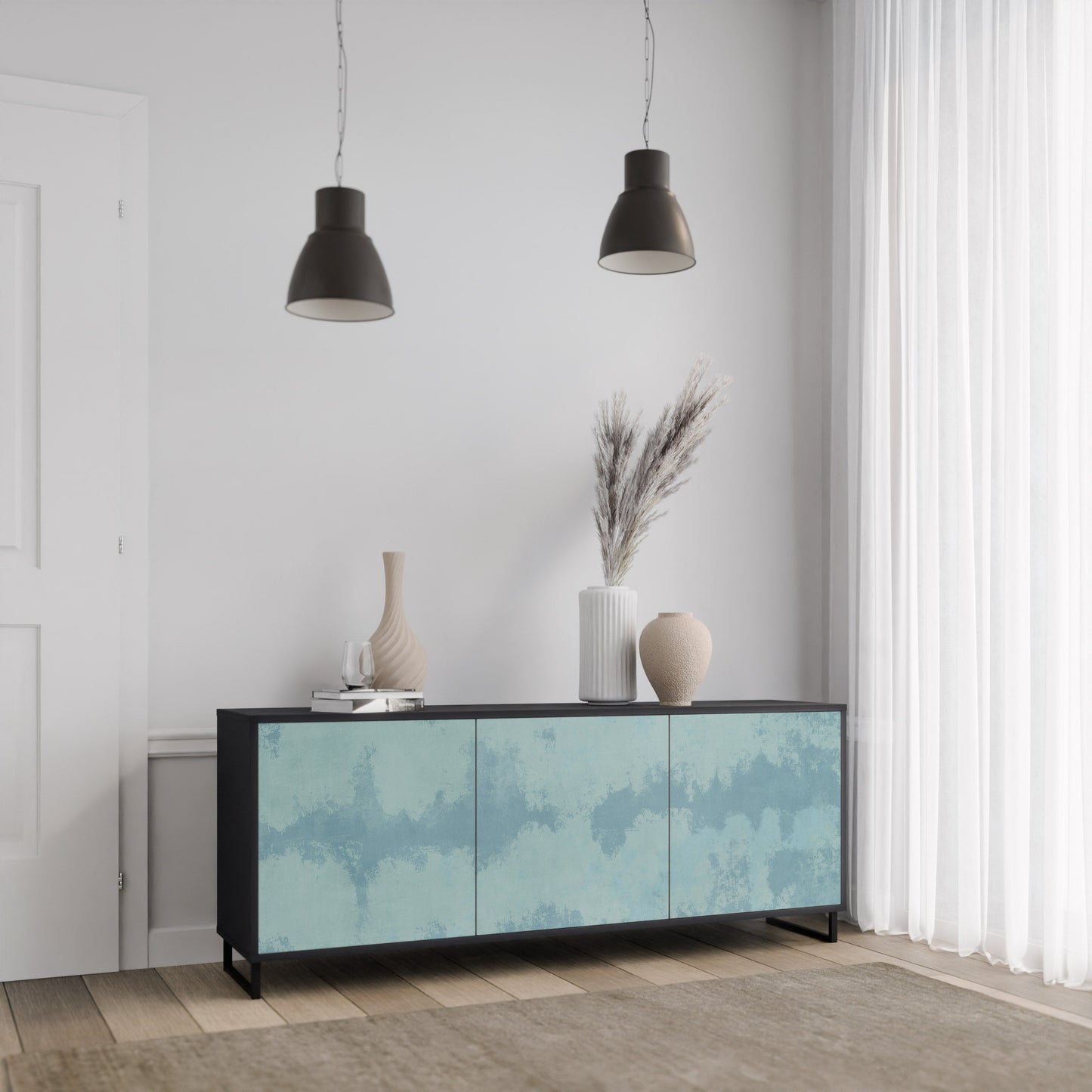Credenza a 3 ante SKY WASH in finitura nera