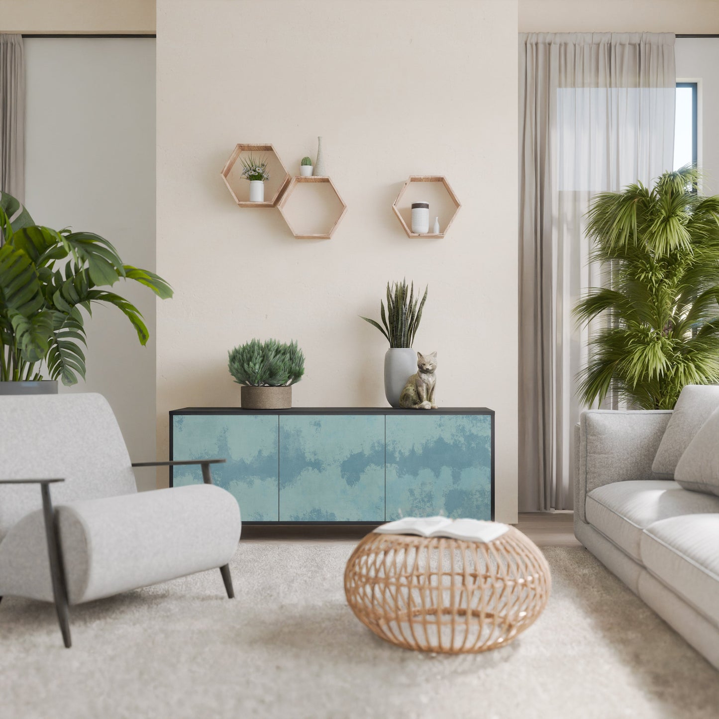 Credenza a 3 ante SKY WASH in finitura nera
