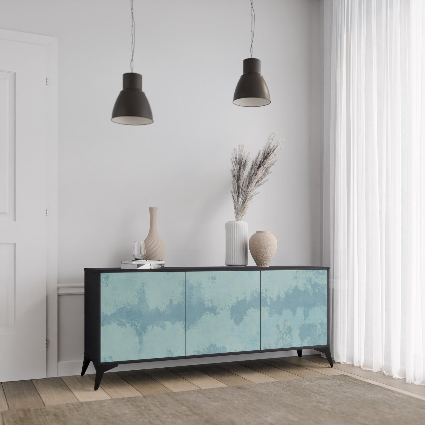 Credenza a 3 ante SKY WASH in finitura nera