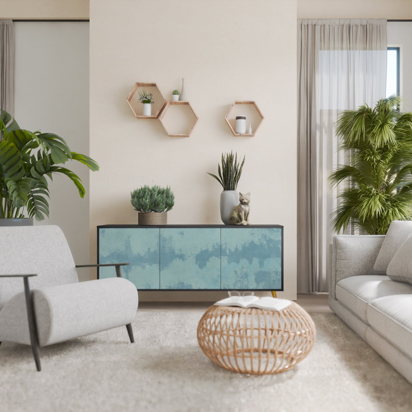 Credenza a 3 ante SKY WASH in finitura nera