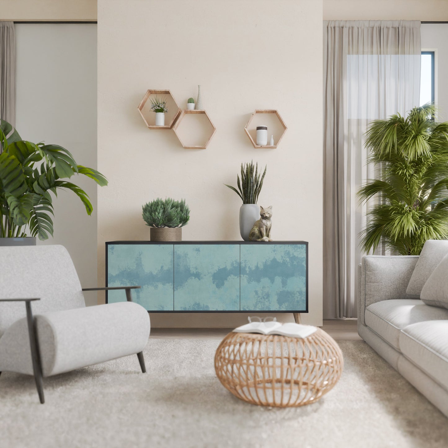 Credenza a 3 ante SKY WASH in finitura nera
