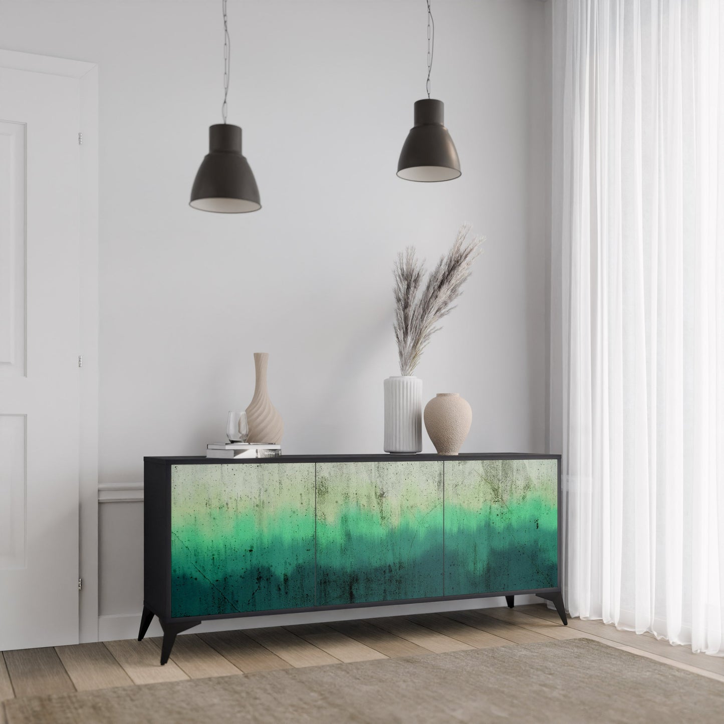 Credenza a 3 ante NORTHERN LIGHTS in finitura nera