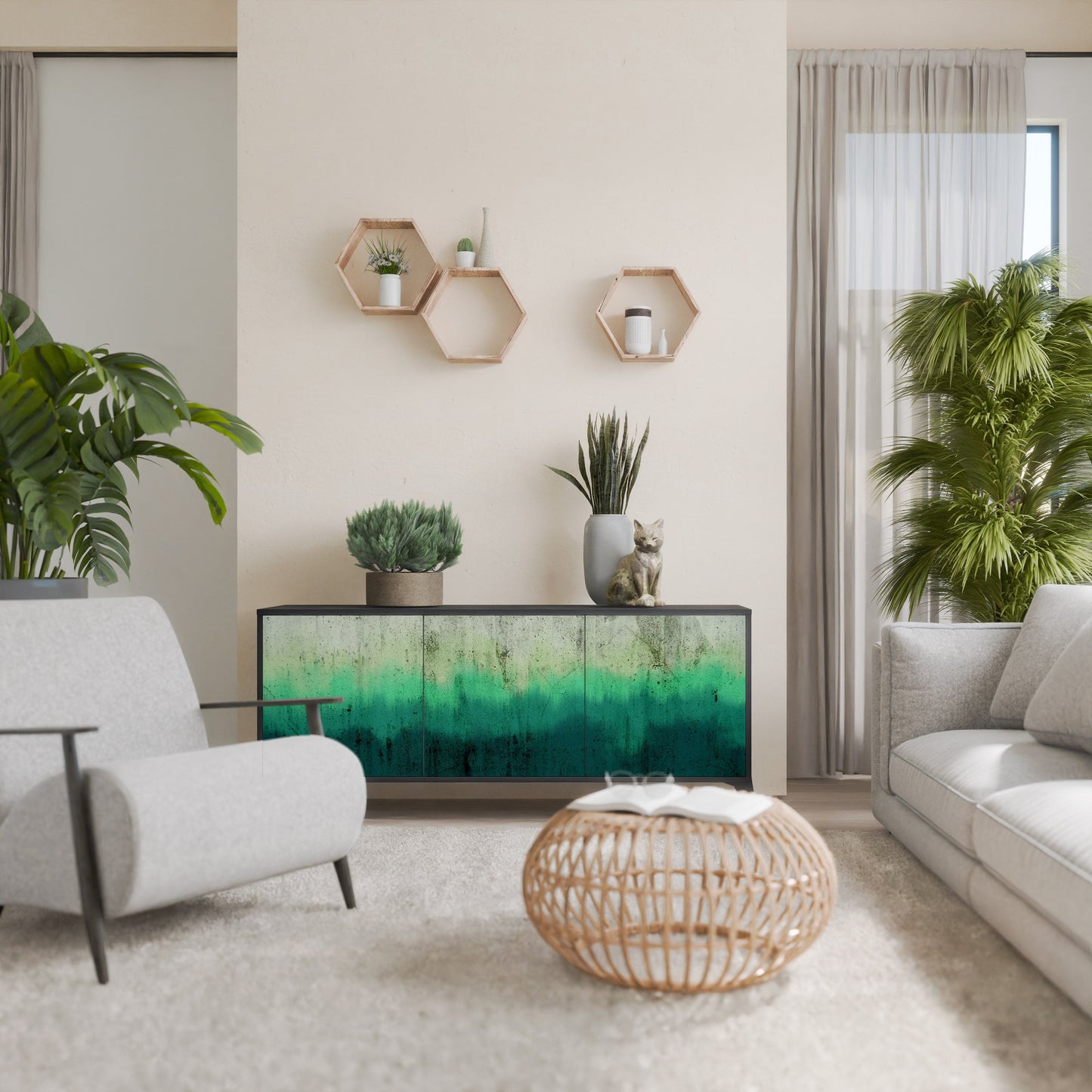 Credenza a 3 ante NORTHERN LIGHTS in finitura nera