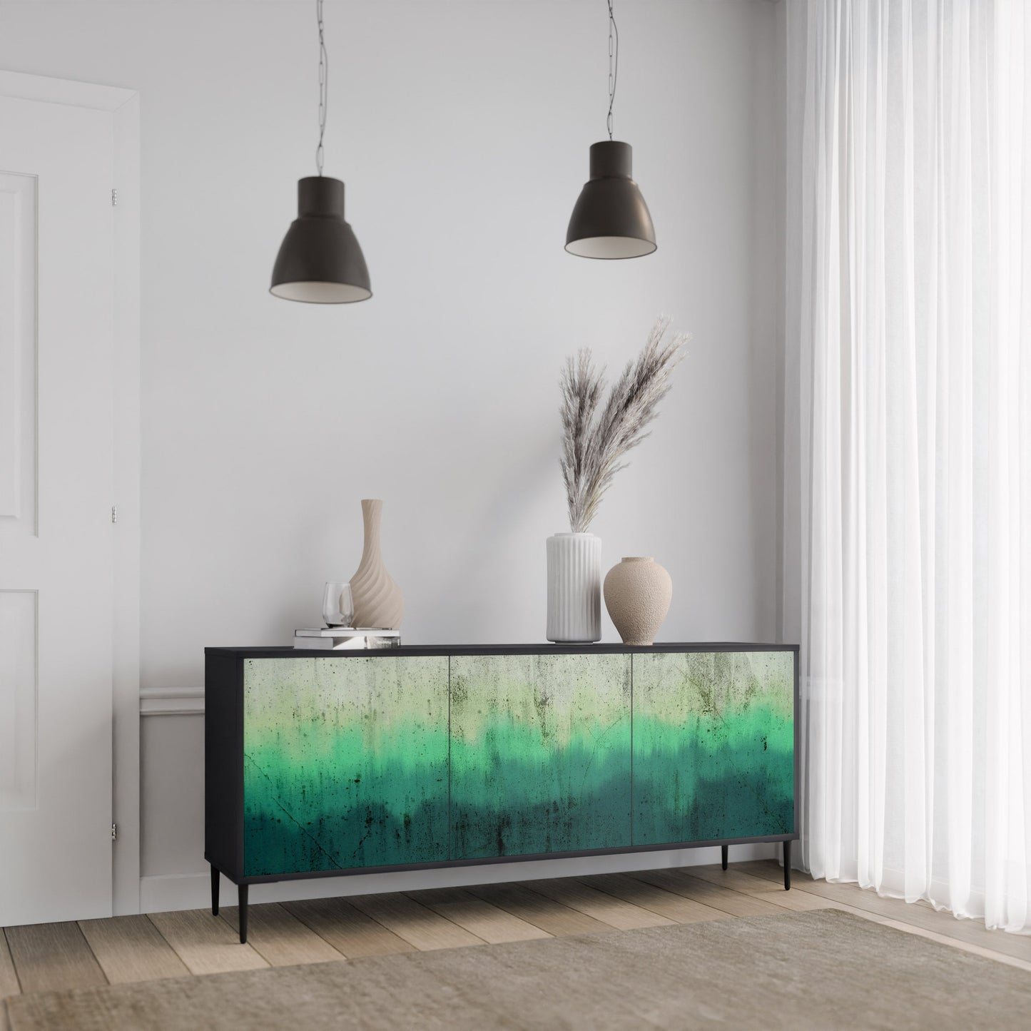 Credenza a 3 ante NORTHERN LIGHTS in finitura nera