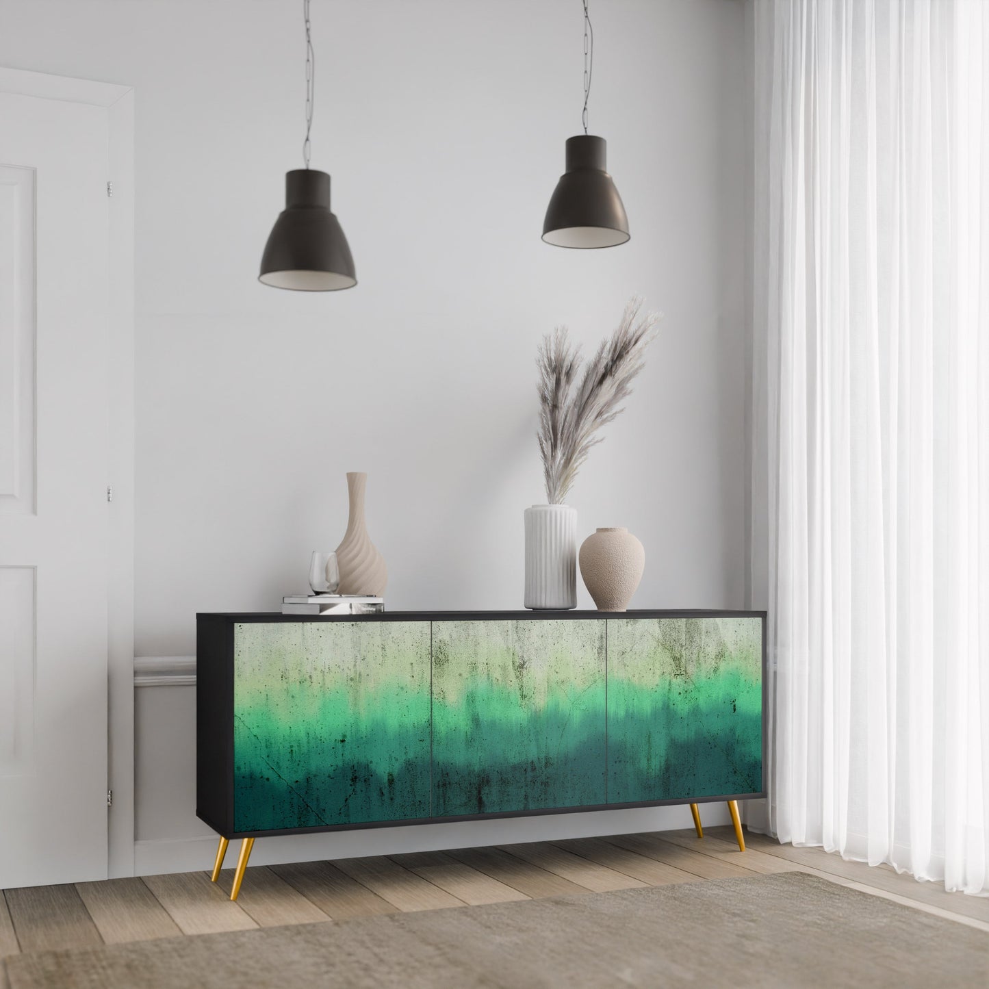Credenza a 3 ante NORTHERN LIGHTS in finitura nera