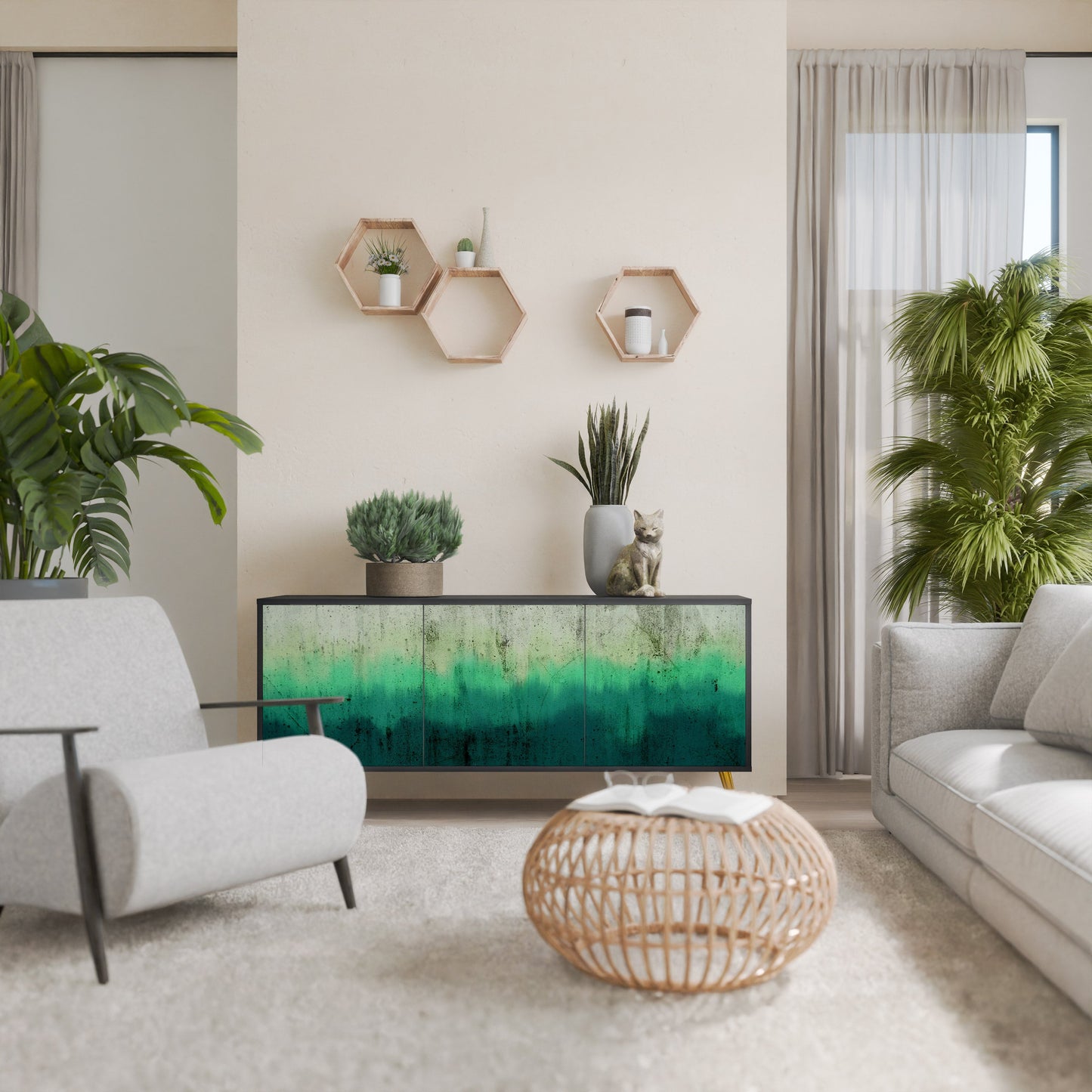 Credenza a 3 ante NORTHERN LIGHTS in finitura nera