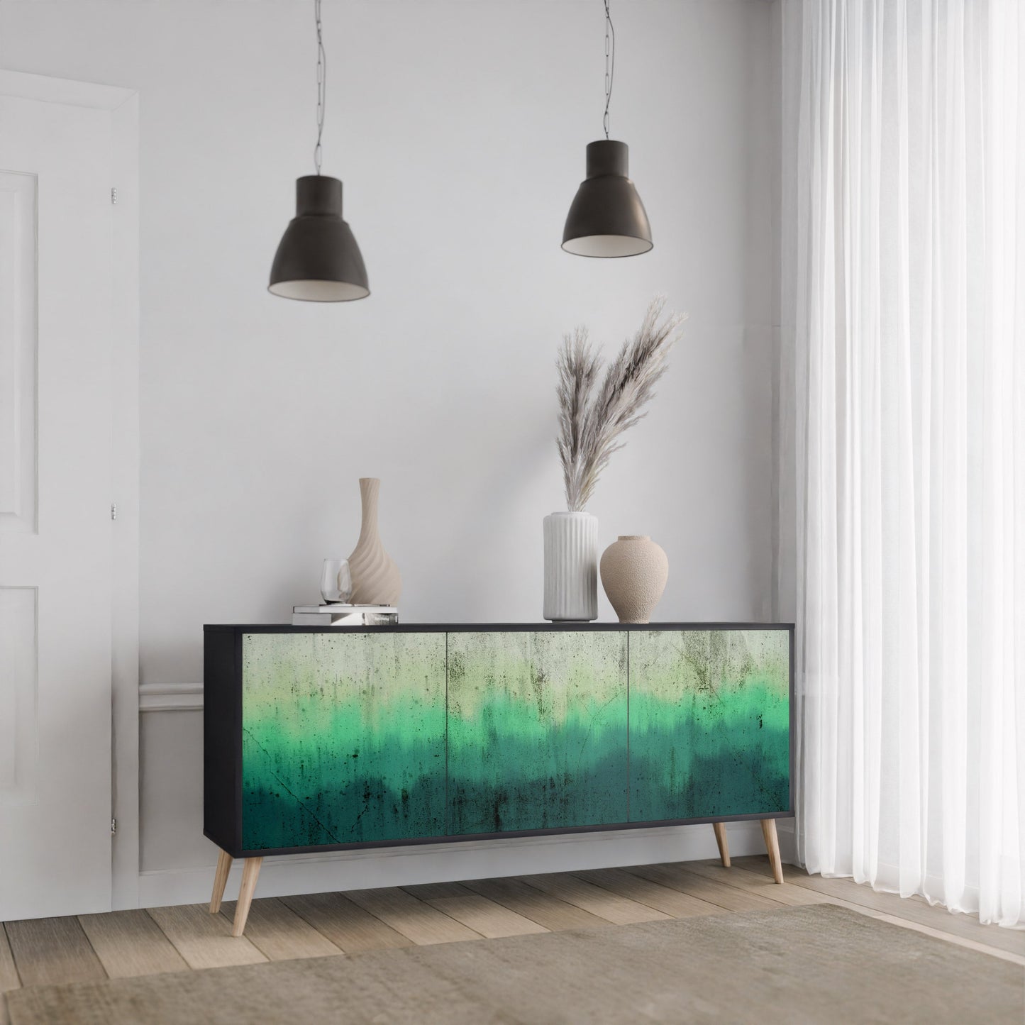 Credenza a 3 ante NORTHERN LIGHTS in finitura nera