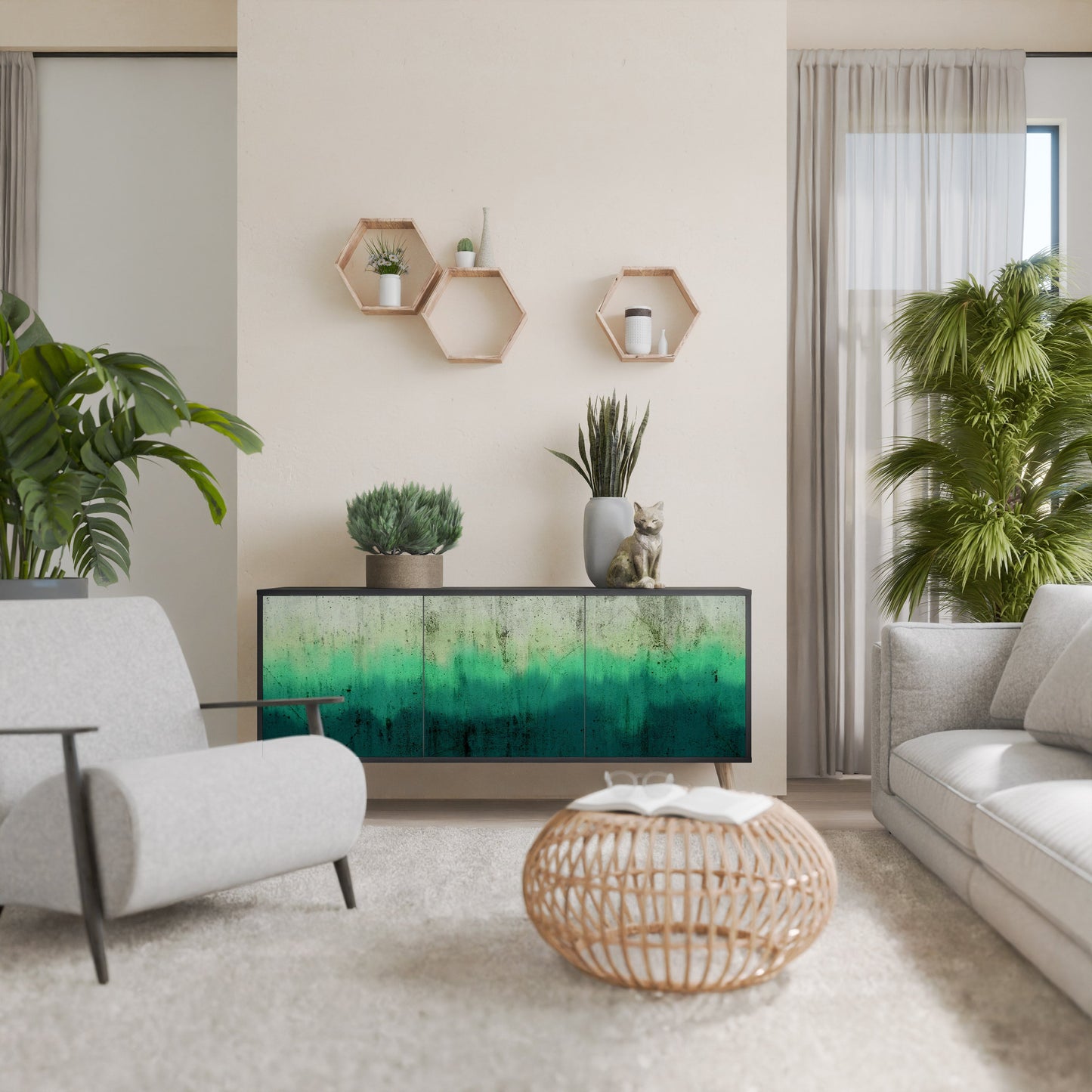 Credenza a 3 ante NORTHERN LIGHTS in finitura nera