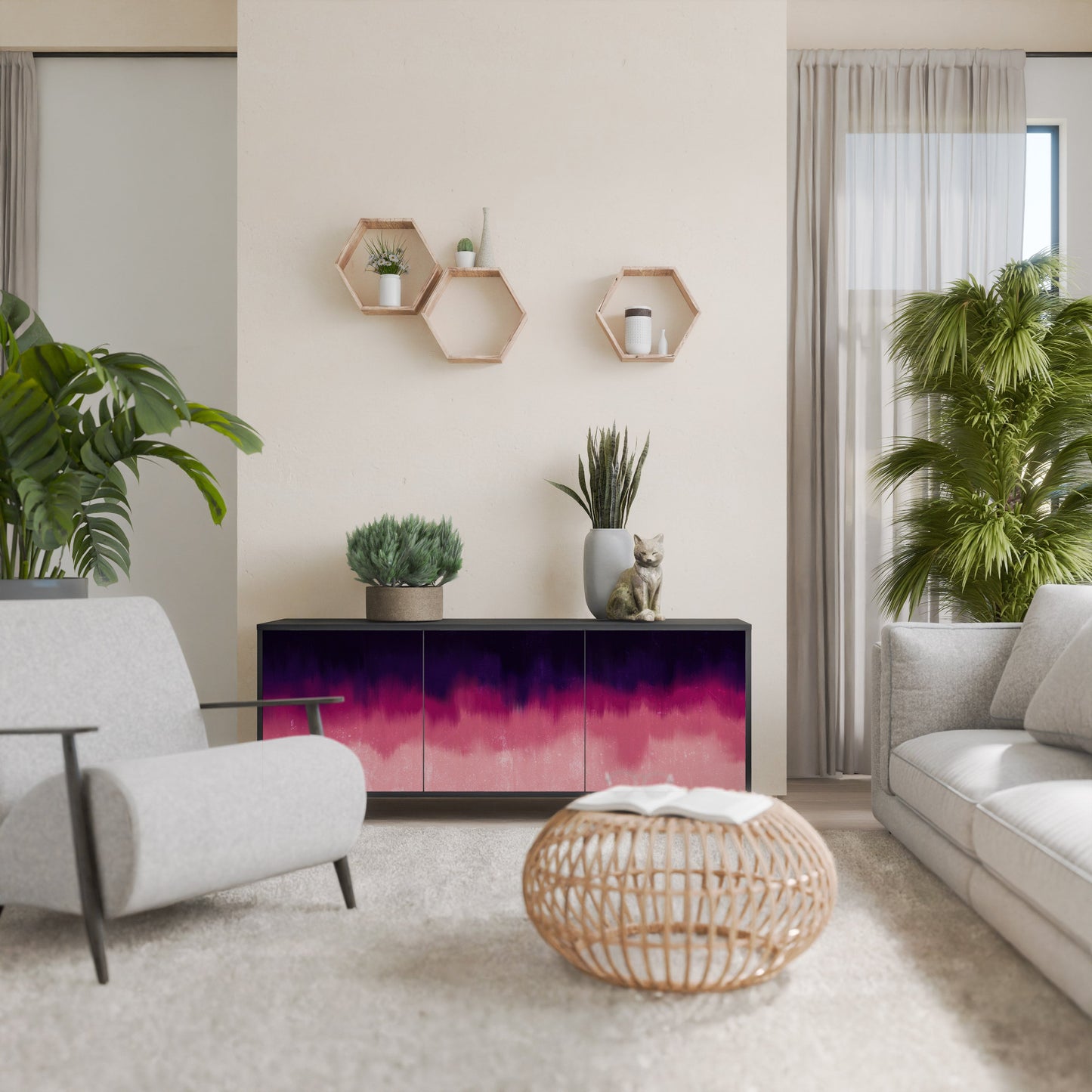 Credenza AURORA BOREALIS a 3 ante in finitura nera