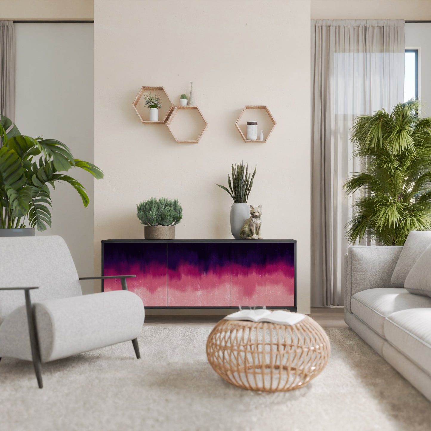 Credenza AURORA BOREALIS a 3 ante in finitura nera