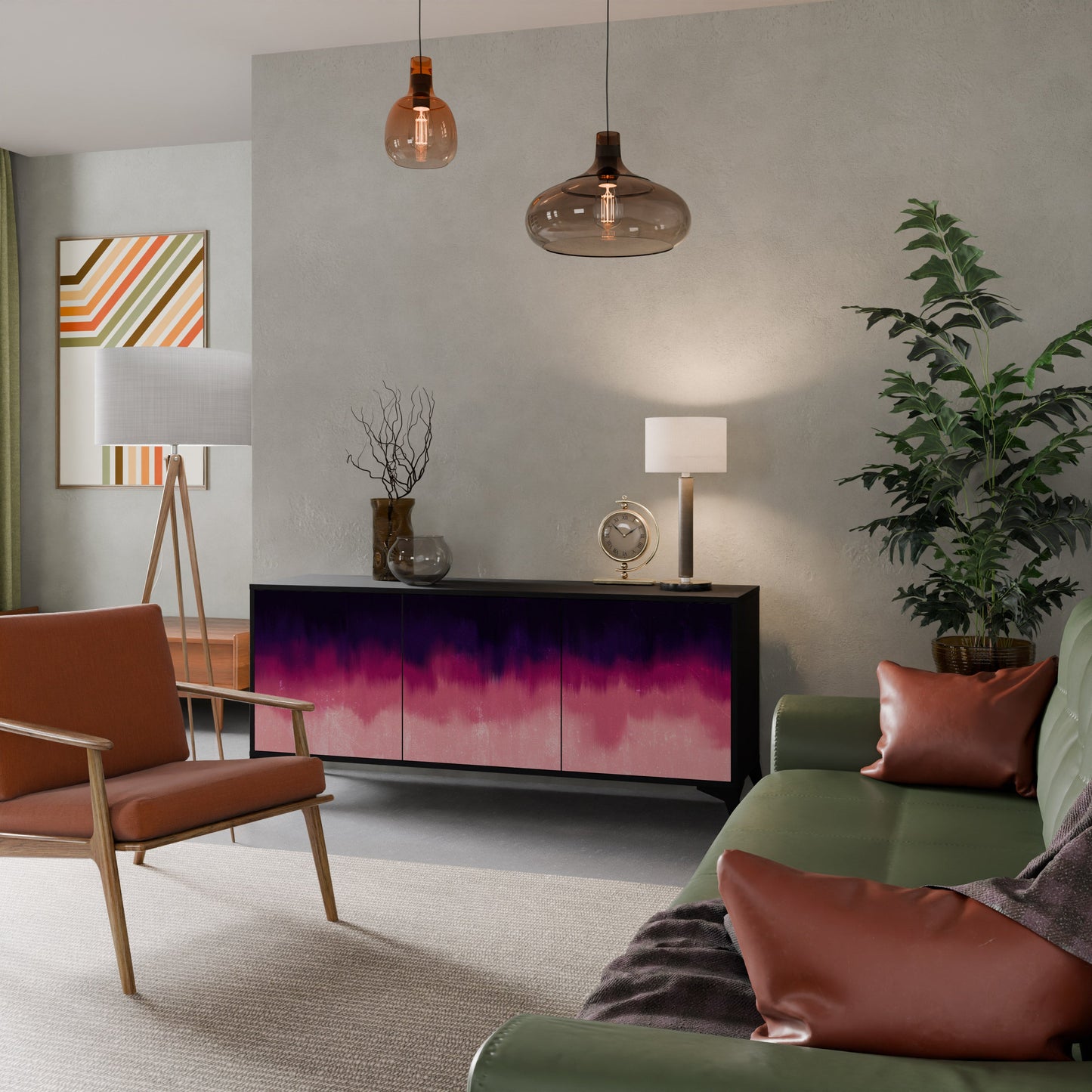 Credenza AURORA BOREALIS a 3 ante in finitura nera