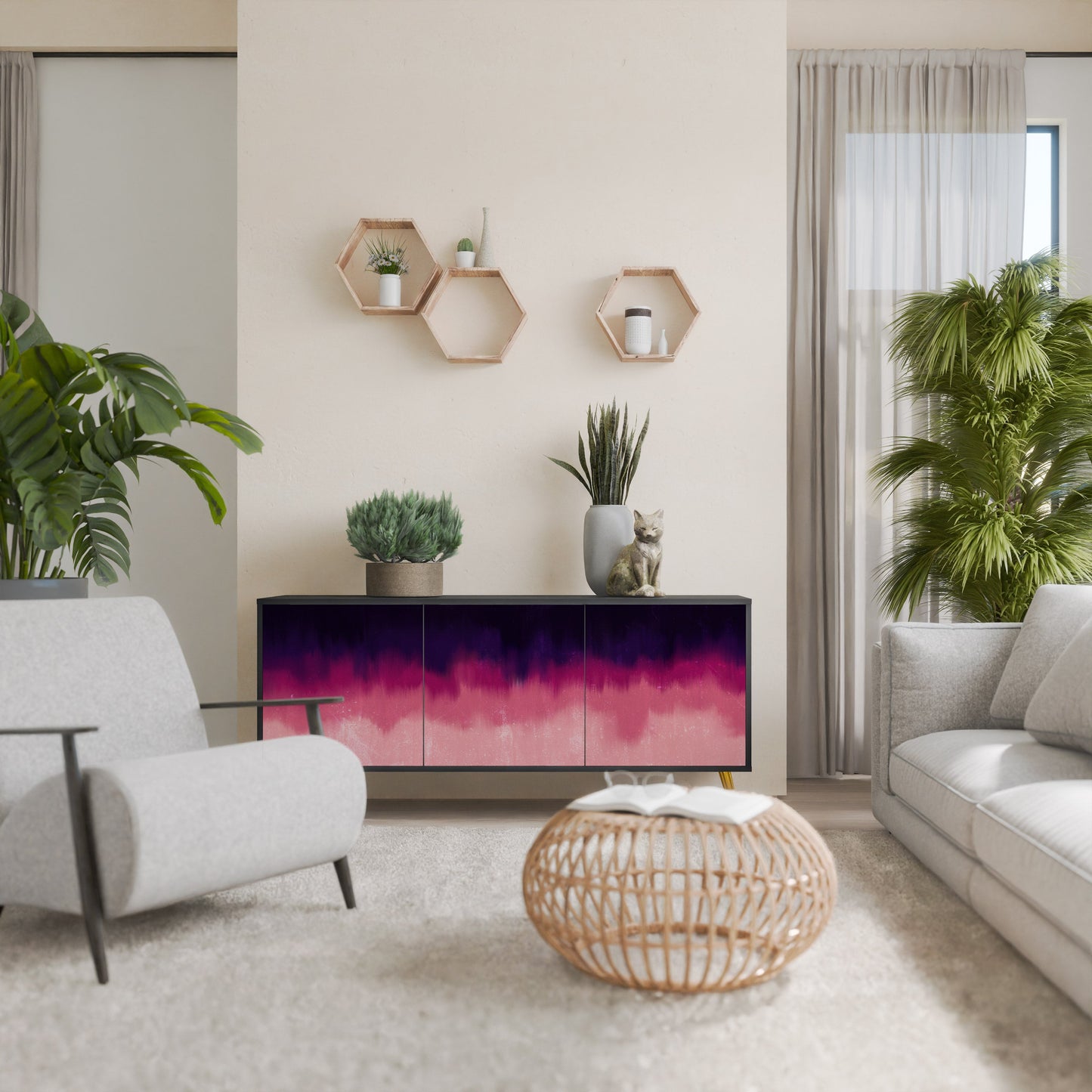 Credenza AURORA BOREALIS a 3 ante in finitura nera