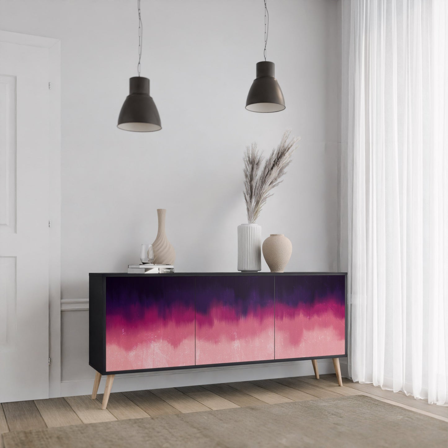 Credenza AURORA BOREALIS a 3 ante in finitura nera