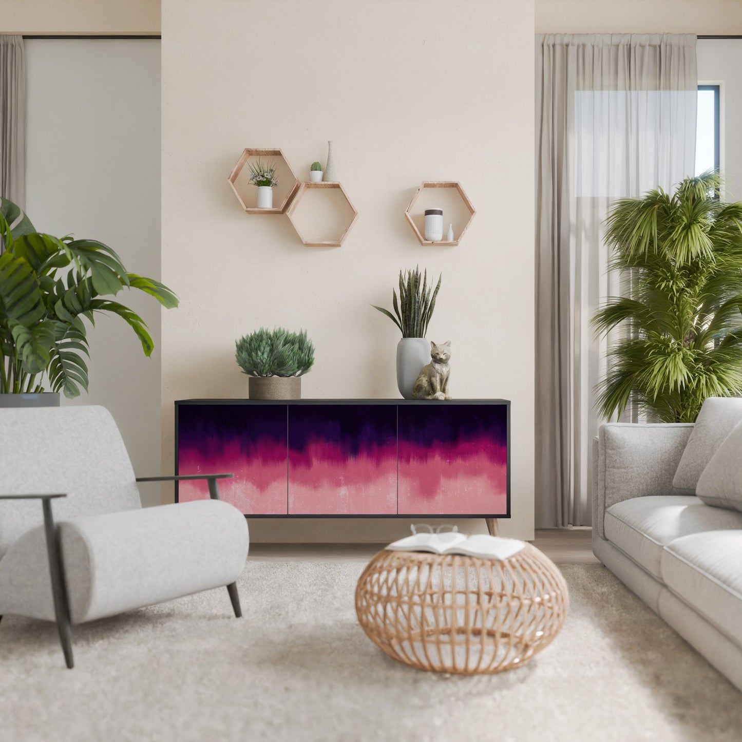 Credenza AURORA BOREALIS a 3 ante in finitura nera