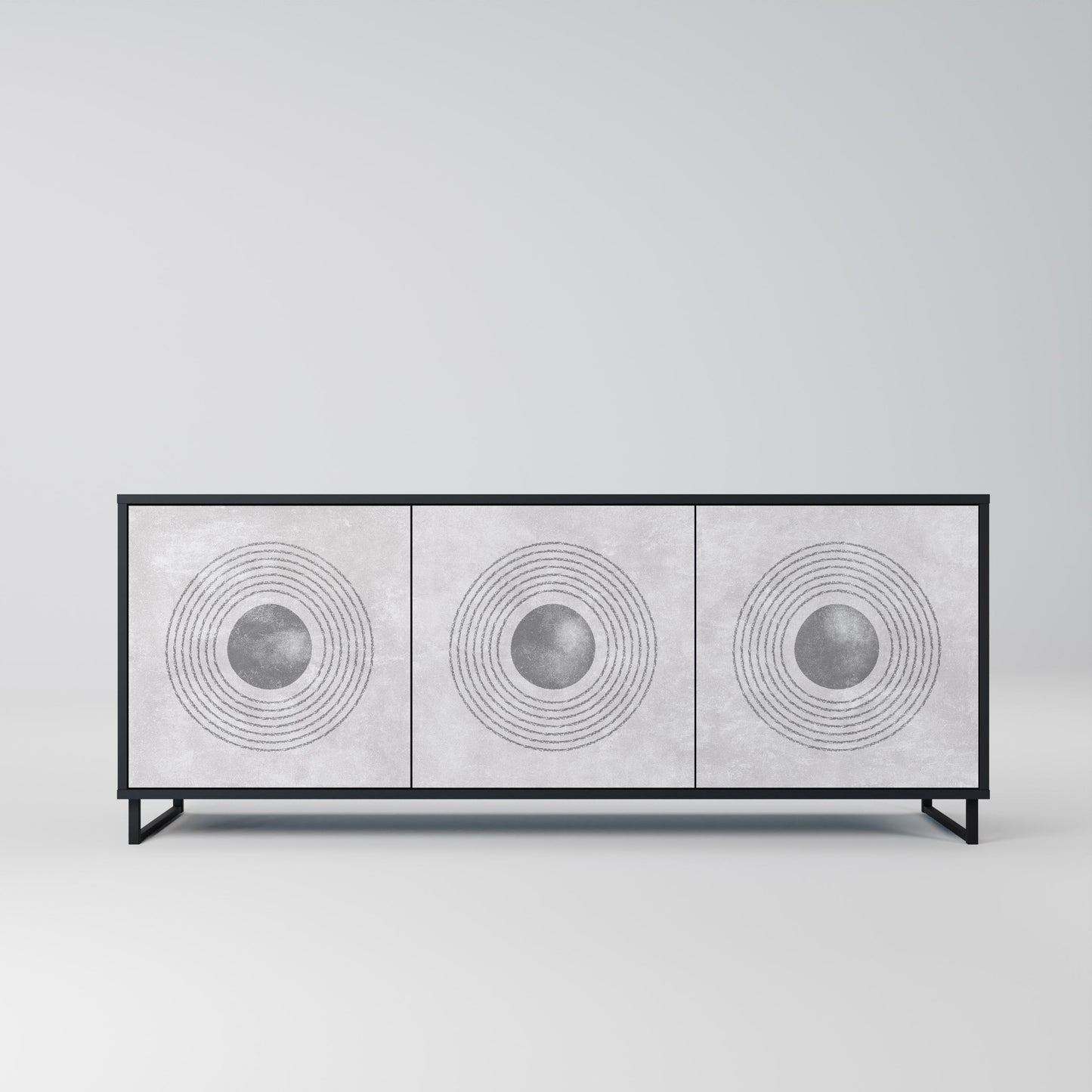 Credenza a 3 ante SOLID CIRCLES in finitura nera