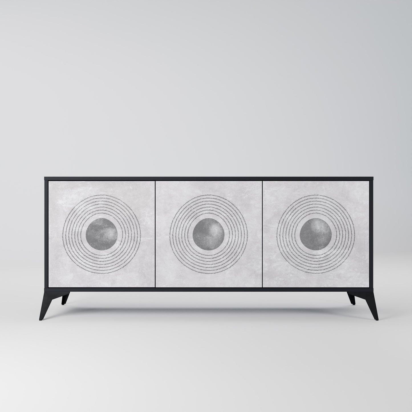 Credenza a 3 ante SOLID CIRCLES in finitura nera