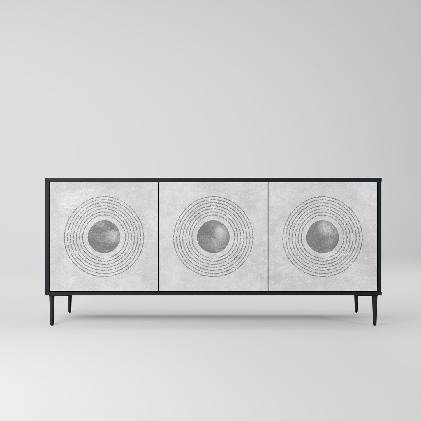 Credenza a 3 ante SOLID CIRCLES in finitura nera