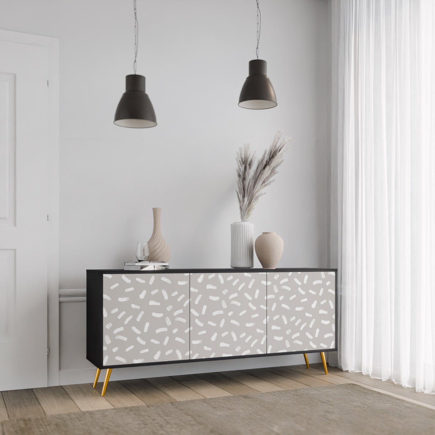Credenza PASSING SECONDS a 3 ante con finitura nera