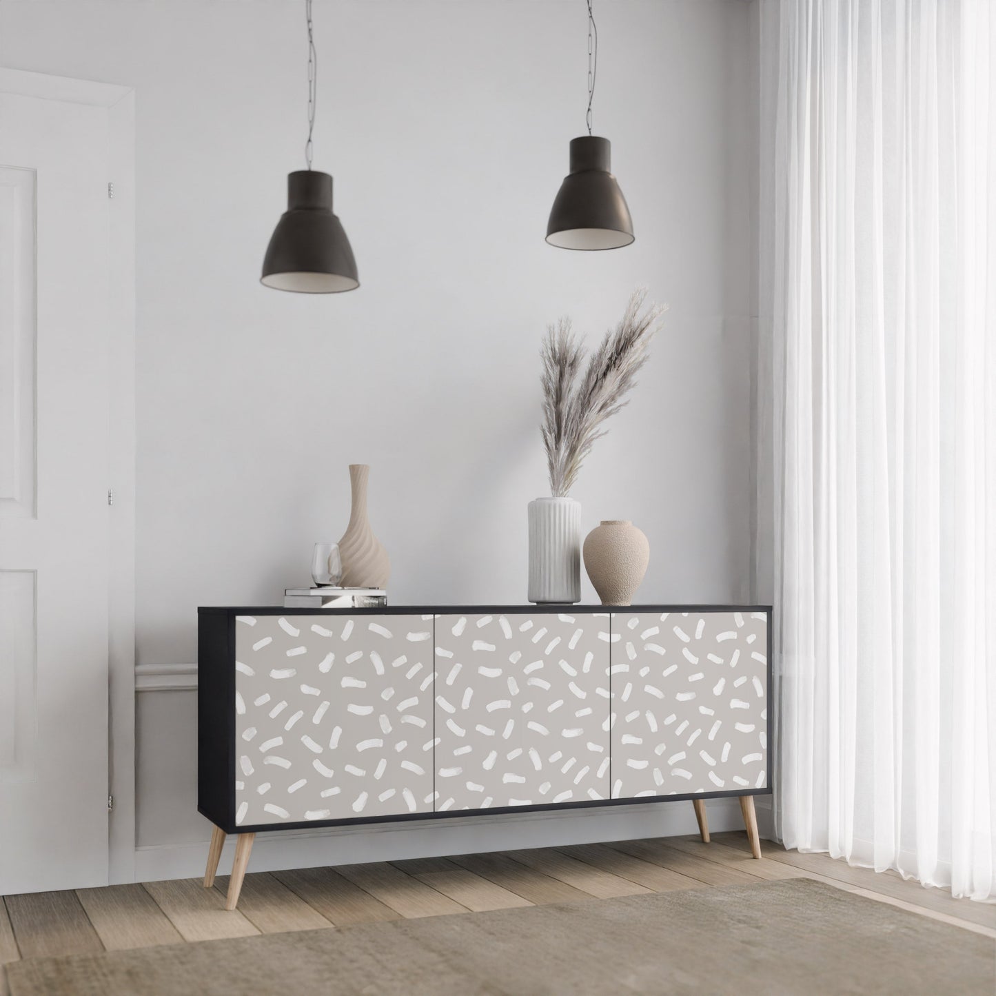 Credenza PASSING SECONDS a 3 ante con finitura nera