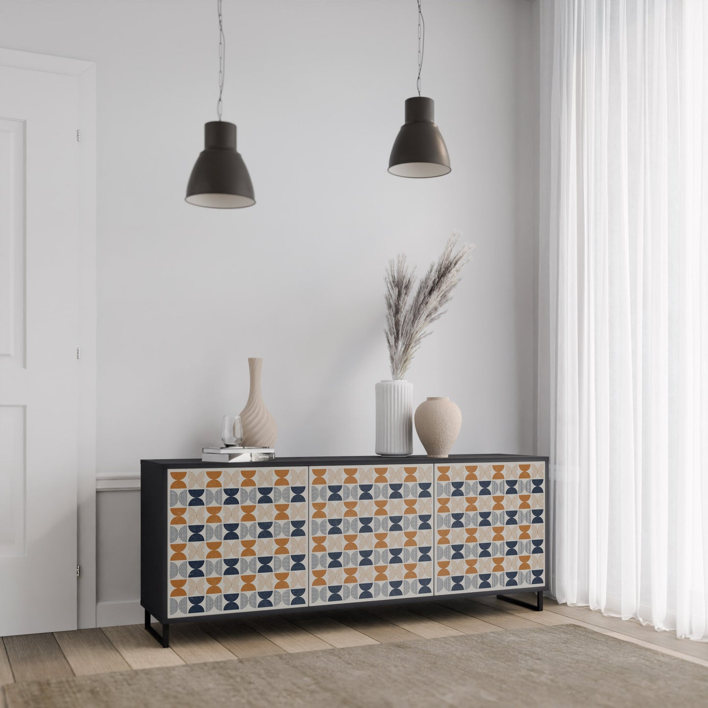 Credenza a 3 ante REFLECTION RANGE in finitura nera